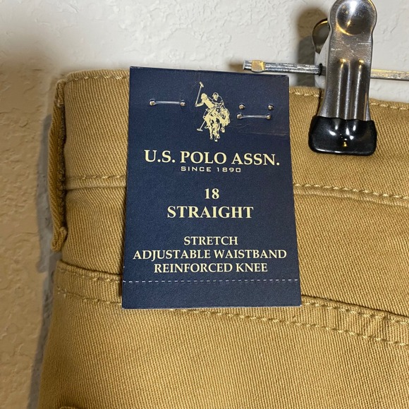 NWT US Polo Assn Boys Straight Twill Jeans Honey Size 18 Preppy Uniform Gorpcore - Picture 7 of 13